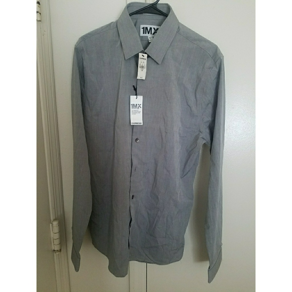 express extra slim men's grey collared shirt